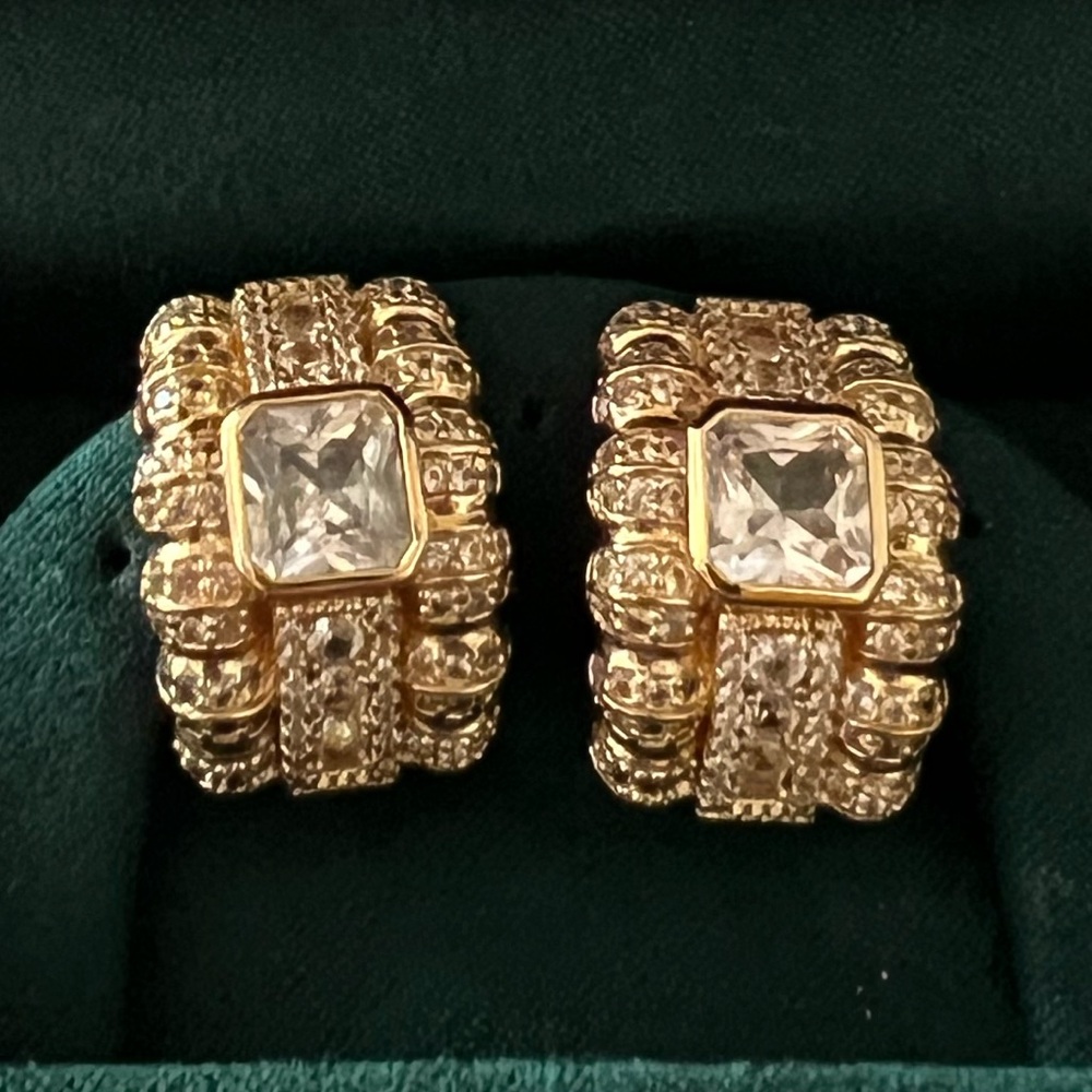 Dorsey Crawford Asscher Cut Lab Grown Sapphire Earrings - Gold